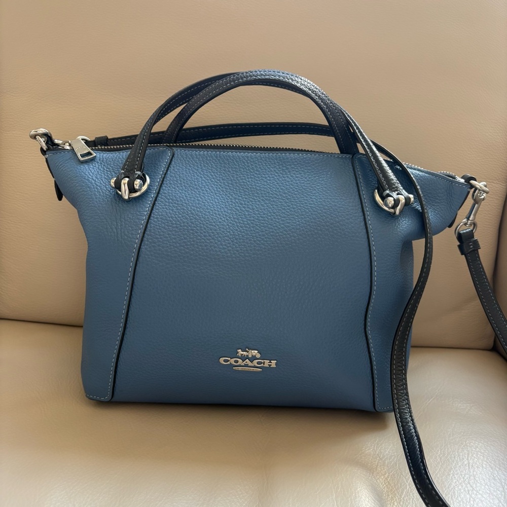 Coach Blue Leather Satchel Handbag